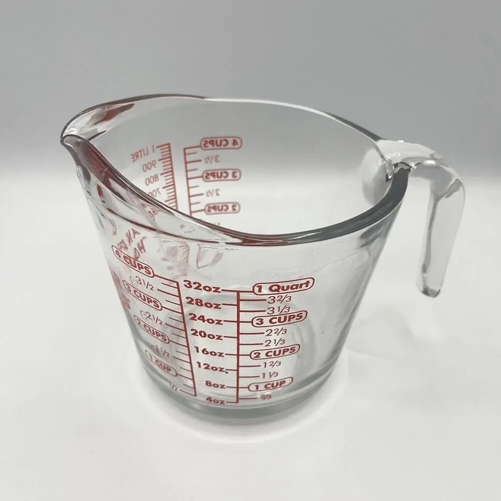 Anchor Hocking 4 Cup Glass Measuring Cup 32oz Red Lettering #8